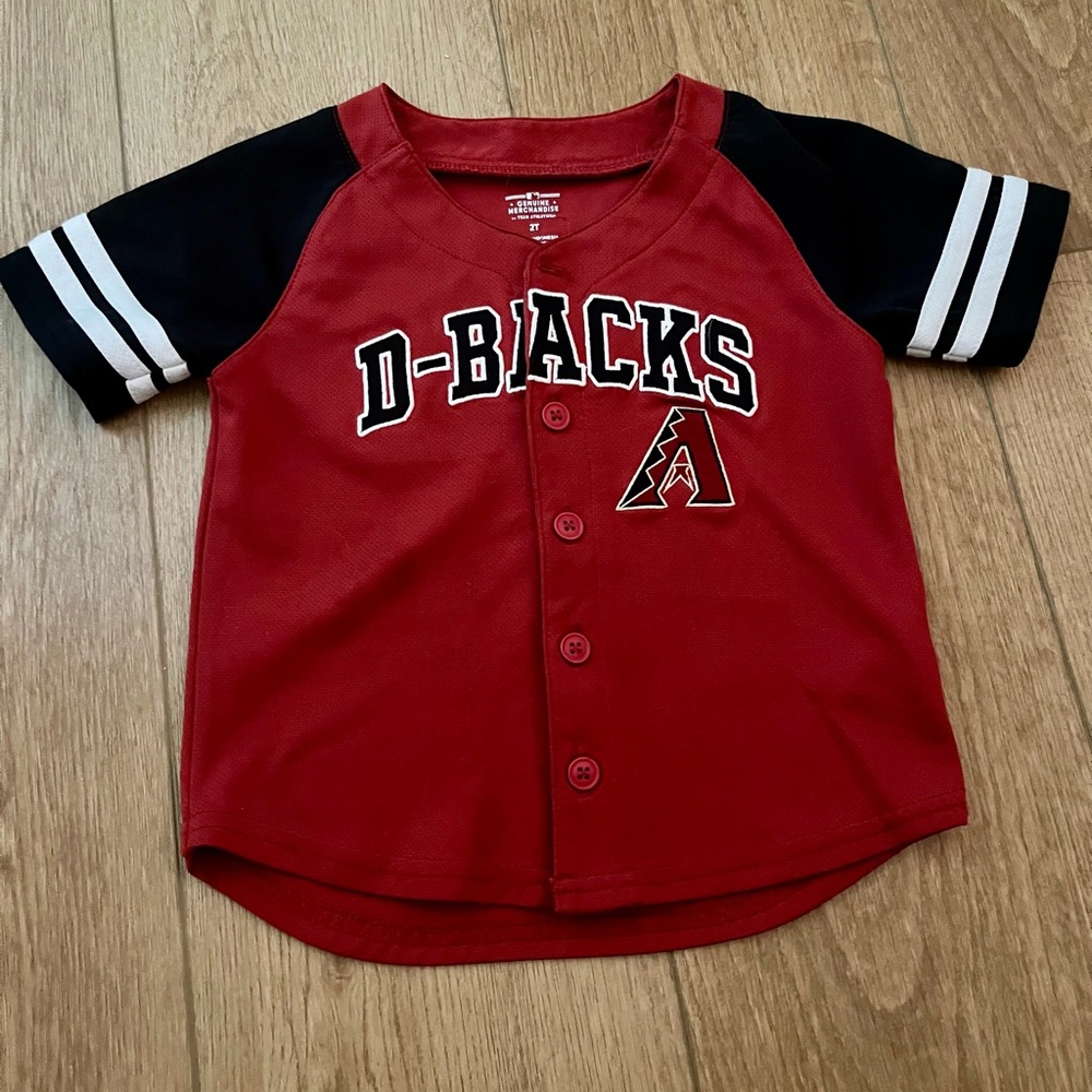 Genuine Merchandise Red & Black D-Backs Button Front Toddler Shirt